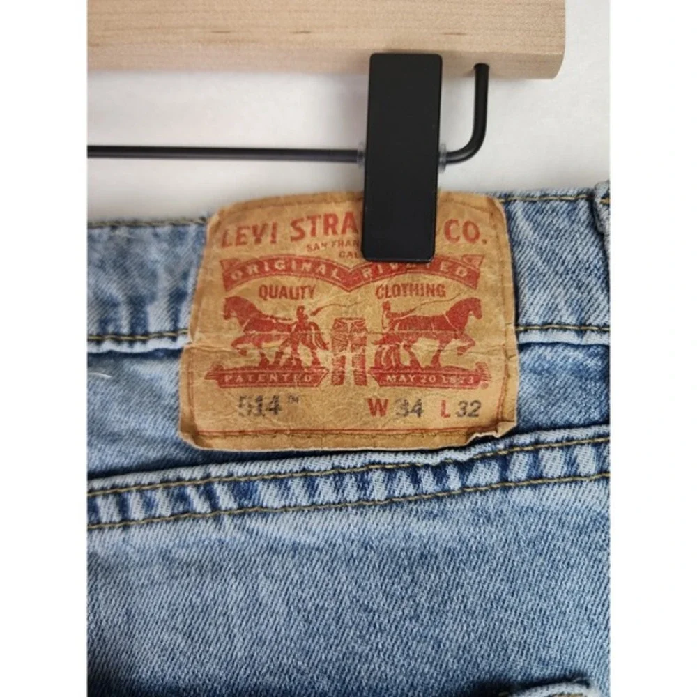 Levi Strauss 514 Blue Jeans Mens Size 34W 32L Straight‎ Fit Flex